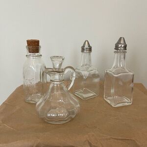 Stylish Clear Glass Bottle Set with Silver Accents